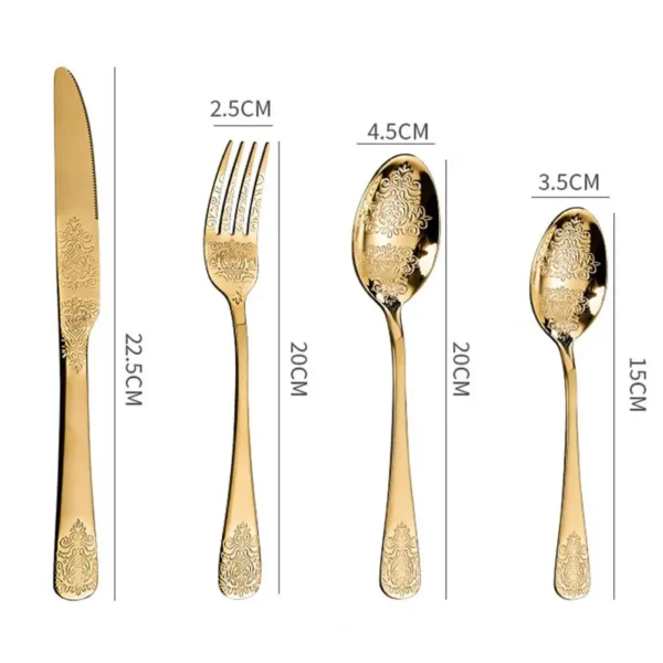 Golden Cutlery Set with Ornament - Image 6
