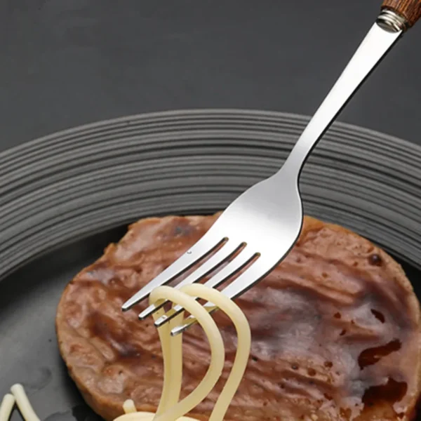 Stainless Steel Cutlery Set with Wooden Handle - Image 5