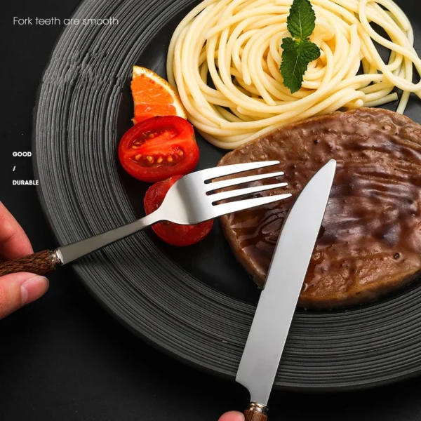 Stainless Steel Cutlery Set with Wooden Handle - Image 4