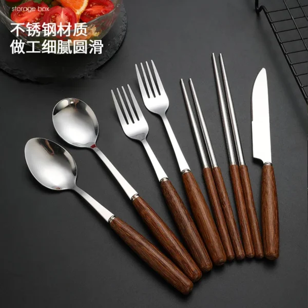 Stainless Steel Cutlery Set with Wooden Handle