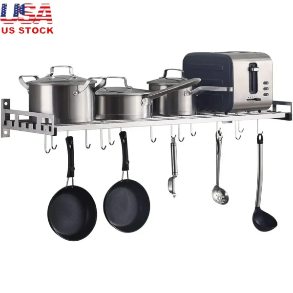 Wall Mounted Stainless Steel Pots and Pans Rack