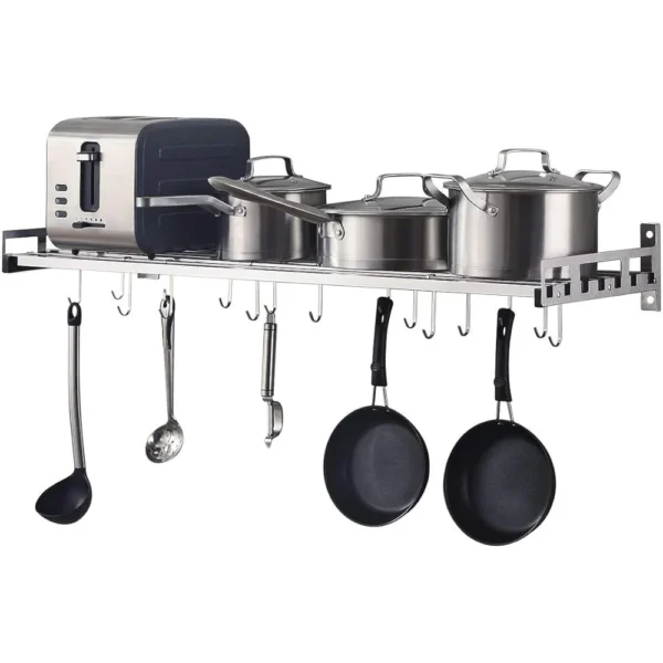 Wall Mounted Stainless Steel Pots and Pans Rack - Image 2
